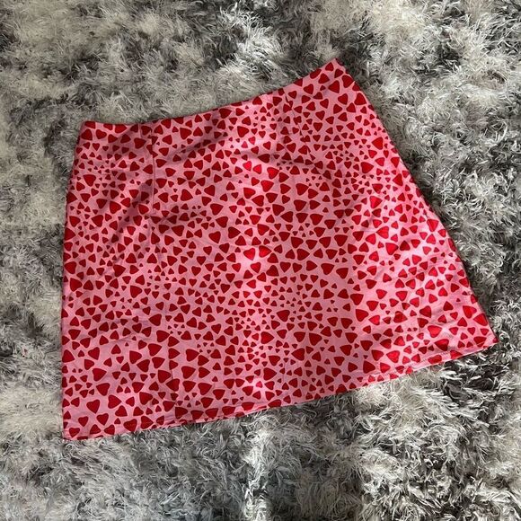 NEW Pincess Polly Zacari Love Hearts Mini Skirt Pink Size 12 - Picture 3 of 8